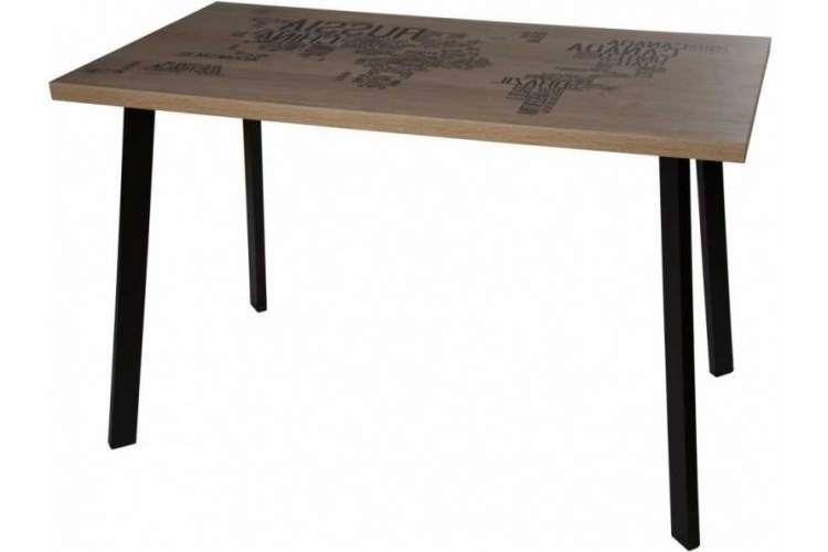 Стол М95 «Бремор» ДП1-02-08 ЛДСП «Эврика», фотопечать «Карта мира», черный матовый