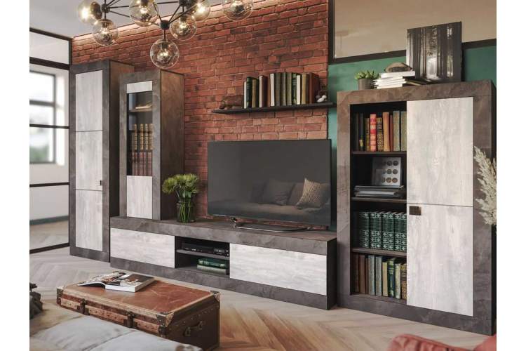 Гостиная «Лондон», Оникс/ Бетон пайн светлый-1