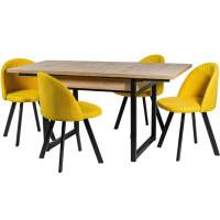 Обеденная группа (Стол Арт и 4 стула Спайдер), ткань Канди Сани