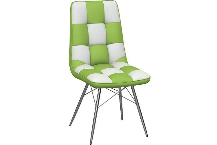 Стул «Бордо» двухцветный бело-зеленый, паук хром-2
