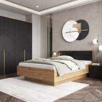 Спальня «Оливия» КМК 0971, дуб наварра/шагрень черная