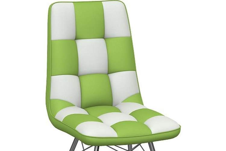 Стул «Бордо» двухцветный бело-зеленый, паук хром-3