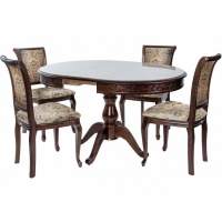 Обеденная группа (Стол Фабрицио-1 Glass и 4 стула Кабриоль), орех темный