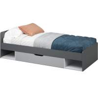 Кровать «Квадро» 90 с основанием под матрас, Антрацит/Белый/Шиншилла