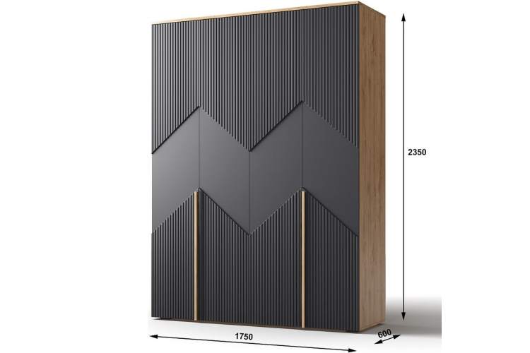 Спальня «Оливия» КМК 0971, дуб наварра/шагрень черная-4