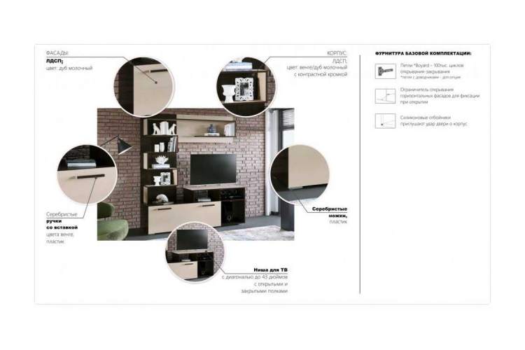 Стенка «Римини», Венге/дуб молочный-2