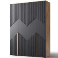 Шкаф «Оливия» 4Д КМК 0971.1, дуб наварра/шагрень черная