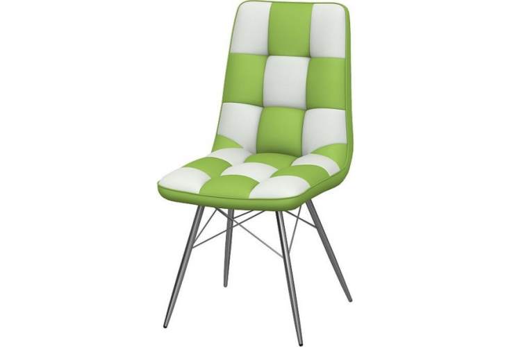 Стул «Бордо» двухцветный бело-зеленый, паук хром