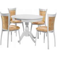 Обеденная группа (Стол Фабрицио-1 и 4 стула Тулон м/с), белая эмаль