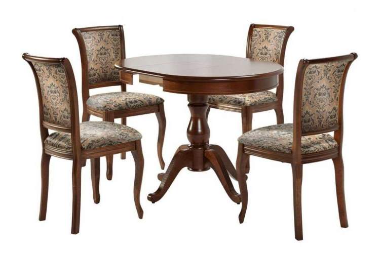 Обеденная группа (Стол Фабрицио-1 Glass и 4 стула Кабриоль), орех темный-1