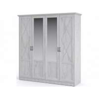 Шкаф «Лорена» 4-х дверный, Бетон Паин белый в гостиную