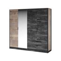 Шкаф «Стокгольм» 4дв, Дуб гранж песочный/Железный камень