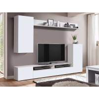 Стенка Прага-3 белый/белый глянец