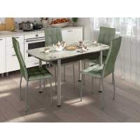 Столовая группа Волна-Флорида СМ-6 ноги окрас круглый венге/серебро/мохито