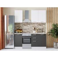 Кухня Борги комплект 4 Белый / Антрацит-Белый