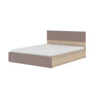Милос 73-01 Кровать с п/м 1600 Дуб Сонома / Рогожка Саванна Кофе Милос 73-01 Кровать с п/м 1600 Дуб Сонома / Рогожка Саванна Кофе
