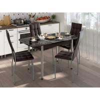 Столовая группа Волна-Флорида СМ-3 ноги окрас круглый венге/серебро/умбер