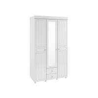 Шкаф 3-х дверный с ящиками и 1-м зеркалом Монако МН-57 белое дерево