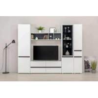 Гостиная Сидней Белый/Белый глянец/Черный