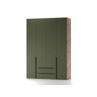 Харди шкаф четырехдверный Дуб Делано Темный / Грин софт