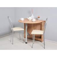 Стол раскладной овальный Хром / Дуб Крафт золотой