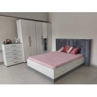 Спальня Бастион 1 Дуб Крафт белый / Серый шифер