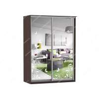 Шкаф купе Модерн 1490х600 2-х дверный 2-х секционный зеркальный с пескоструем №4 венге