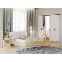 Спальня Оттавия 5 с зеркалами Белый / Дуб золотой