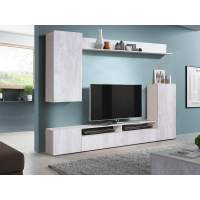 Стенка Прага-3 белый/бетон