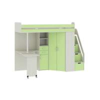 Карамель 77-03 кровать-чердак 2х этажная Ясень анкор Светлый / Зеленый Карамель 77-03 кровать-чердак 2х этажная Ясень анкор Светлый / Зеленый