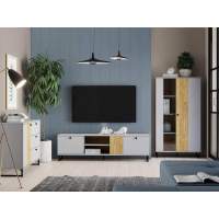 Бруно гостиная комплектация 2 Серый камень/Дуб Крафт золотой