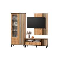 Стенка Либерти 3 (опора h150) Дуб вотан/Черный