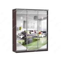 Шкаф купе Модерн 1776х450 3-х дверный 3-х секционный зеркальный с пескоструем №2 венге