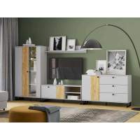 Бруно гостиная комплектация 3 Серый камень/Дуб Крафт золотой