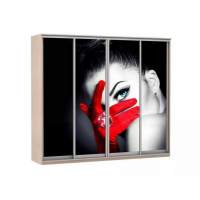 Шкаф купе Модерн 2362х600 4-х дверный 4-х секционный фотопечать №1 ясень