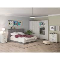 Спальня Бастион 3 Дуб Крафт белый / Серый шифер