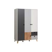 69.01 Шкаф для одежды Артис Белый/Серый/Дуб Вотан