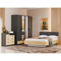 Спальня Оттавия 6 с зеркалами Антрацит / Дуб золотой