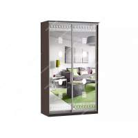 Шкаф купе Модерн 1190х450 2-х дверный зеркальный с пескоструем №2 венге