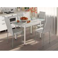 Столовая группа Волна-Флорида СМ-7 ноги окрас круглый белый/серебро/милк