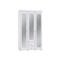 Шкаф 3-х дверный с ящиками и зеркалами Италия ИТ-58 белое дерево