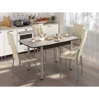 Столовая группа Волна-Флорида СМ-4 ноги окрас круглый венге/серебро/крем