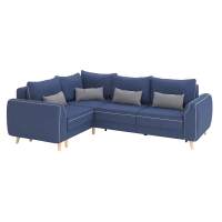 Диван-кровать угловой Лона / велюр киото нэви/велюр киото сильвер