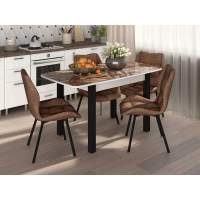 Столовая группа Рим-Флорида СМ-8 ноги окрас квадратный белый/черный/коньяк