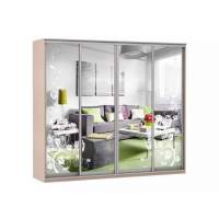 Шкаф купе Модерн 2362х600 4-х дверный 4-х секционный зеркальный с пескоструем №3 ясень