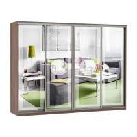 Шкаф купе Модерн 2362х600 4-х дверный 3-х секционный зеркальный с пескоструем №1 шимо темный