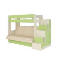Карамель 75-01 Кровать-чердак Зеленый / Бодега светлый / Велюр Кремовый Карамель 75-01 Кровать-чердак Зеленый / Бодега светлый / Велюр Кремовый