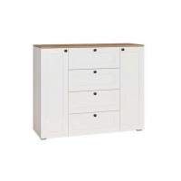 Остин Комод 16.221 Белый шагрень/Дуб Вотан