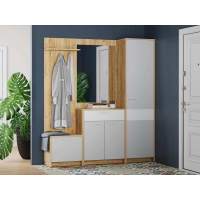 Прихожая Нортон 1 Дуб крафт золотой/белый/серый камень