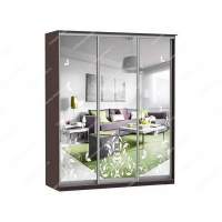 Шкаф купе Модерн 1776х600 3-х дверный 2-х секционный зеркальный с пескоструем №4 венге